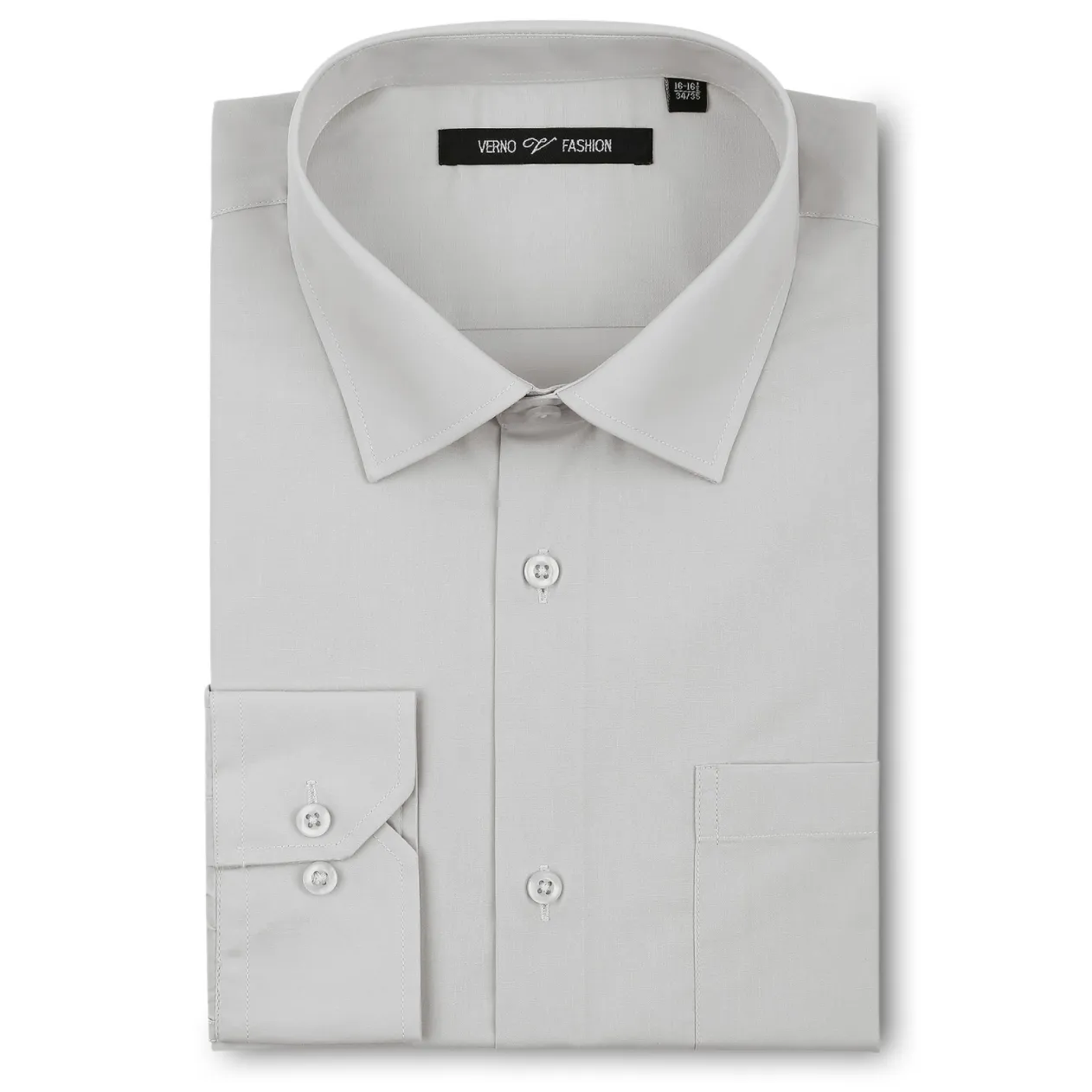 Men's Silver Dress Shirt Slim Fit Verno Fashion
