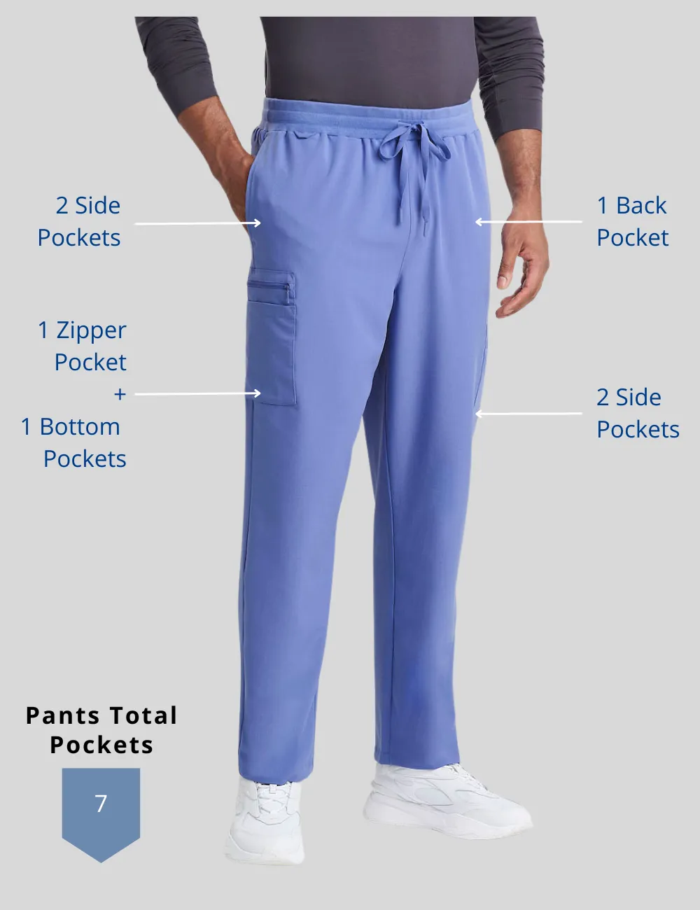 Mens Straight Leg Scrub Pants - Pewter