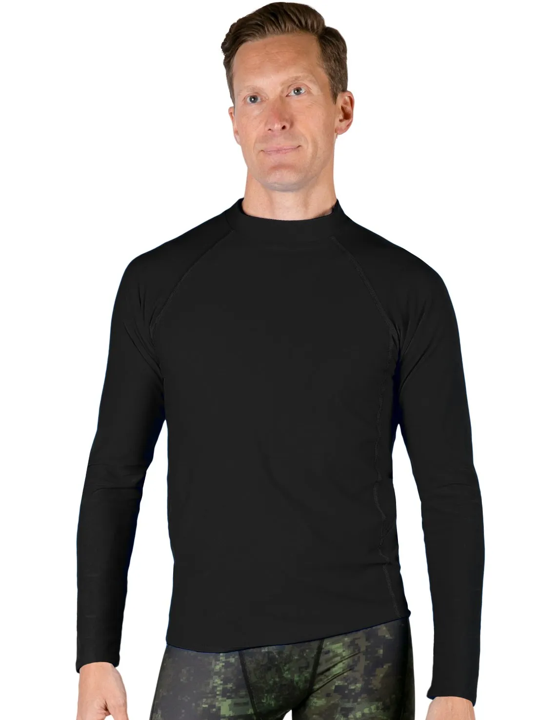 Men's  Swim Performance Long Sleeve Rash Guard - Black
