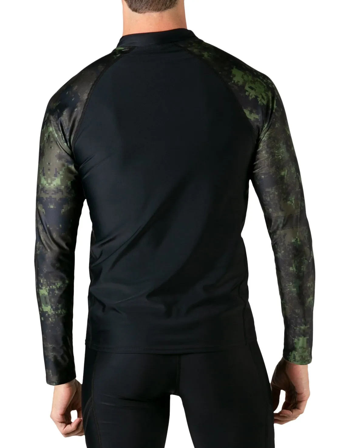 Men's  Swim Performance Long Sleeve Rash Guard - Green Camo