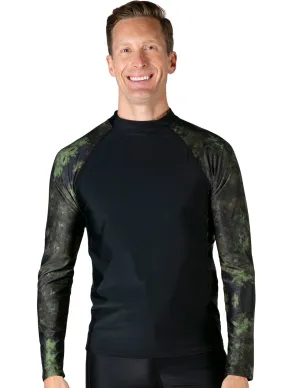 Men's  Swim Performance Long Sleeve Rash Guard - Green Camo