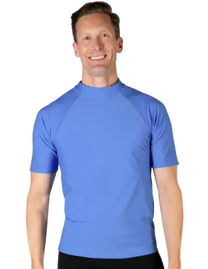 Men's  Swim Performance Short Sleeve Rash Guard - Spa Blue