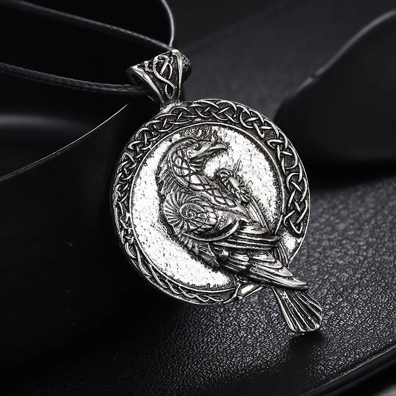 Men's Viking Crow Pendant Vintage Necklace