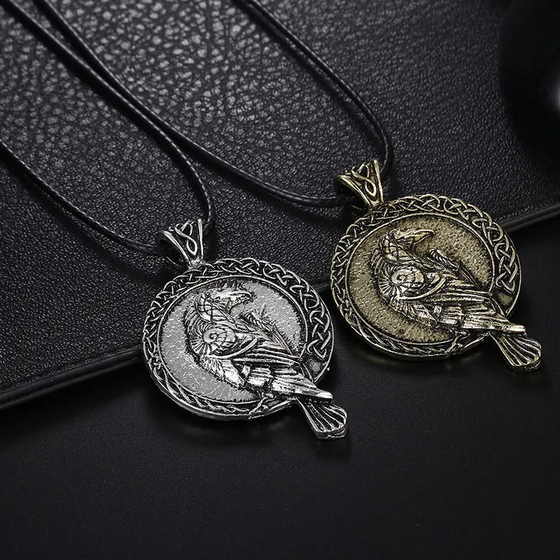 Men's Viking Crow Pendant Vintage Necklace