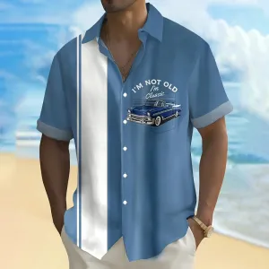 Men's Vintage Car Graphic Short Sleeve Shirt 2407001379