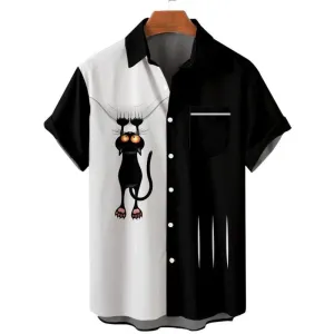 Men's Vintage Cartoon Pattern Casual Shirt