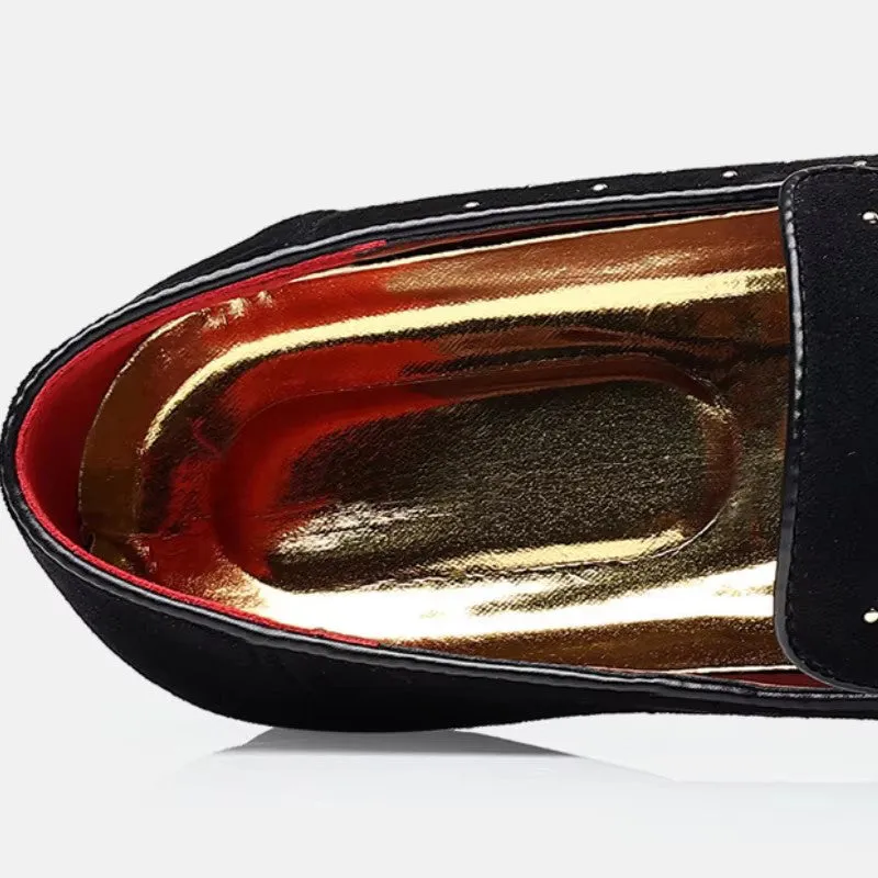 Men's Vintage Faux Suede Leopard Head Badge Dress Shoes
