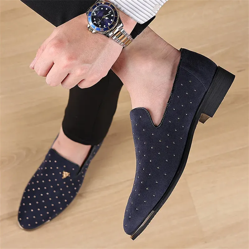 Men's Vintage Faux Suede Leopard Head Badge Dress Shoes