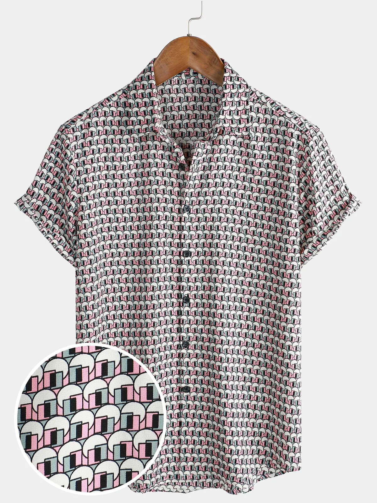 Men's Vintage Geometric Holiday Summer Casual Short Sleeve Shirt