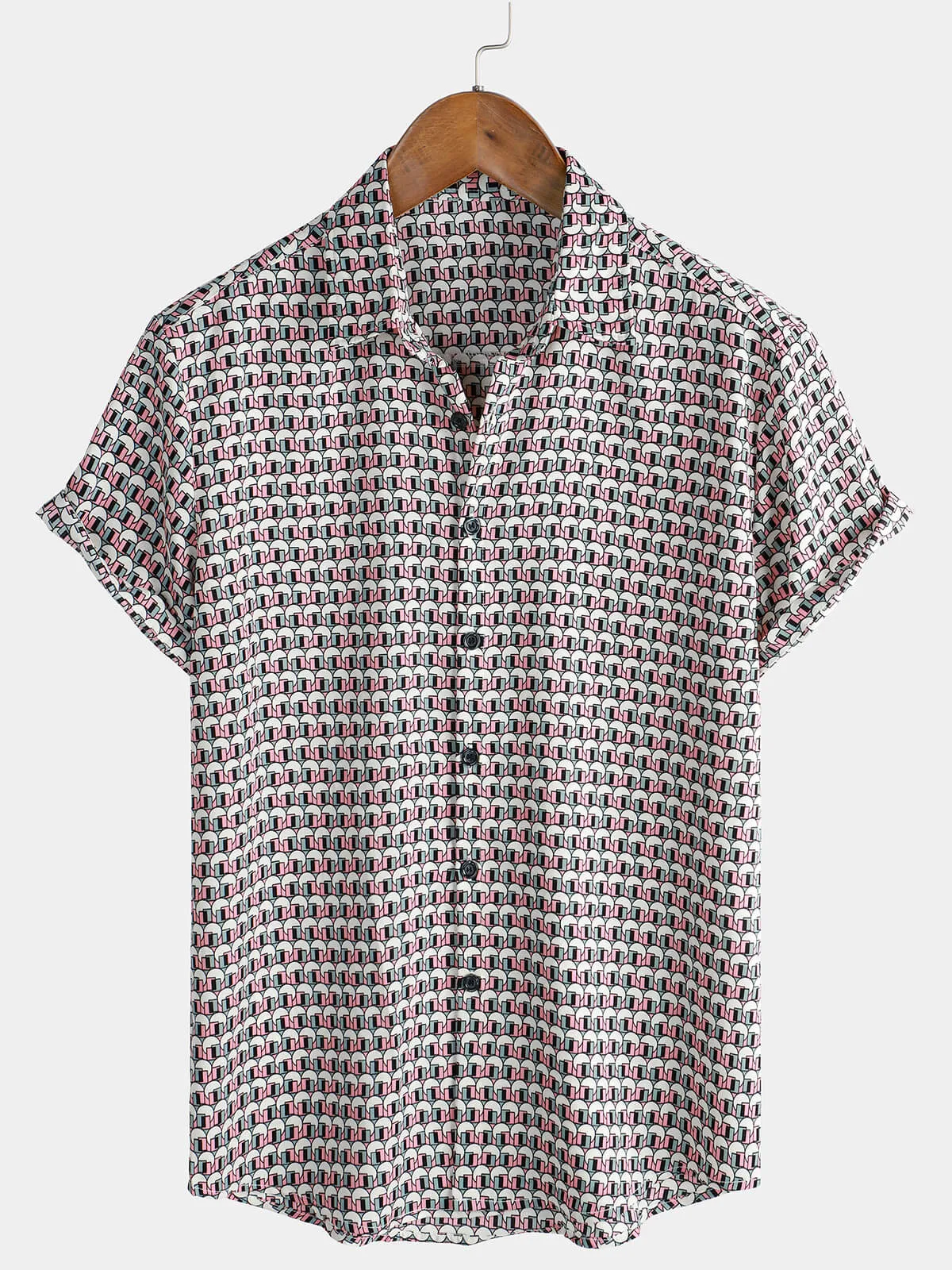 Men's Vintage Geometric Holiday Summer Casual Short Sleeve Shirt
