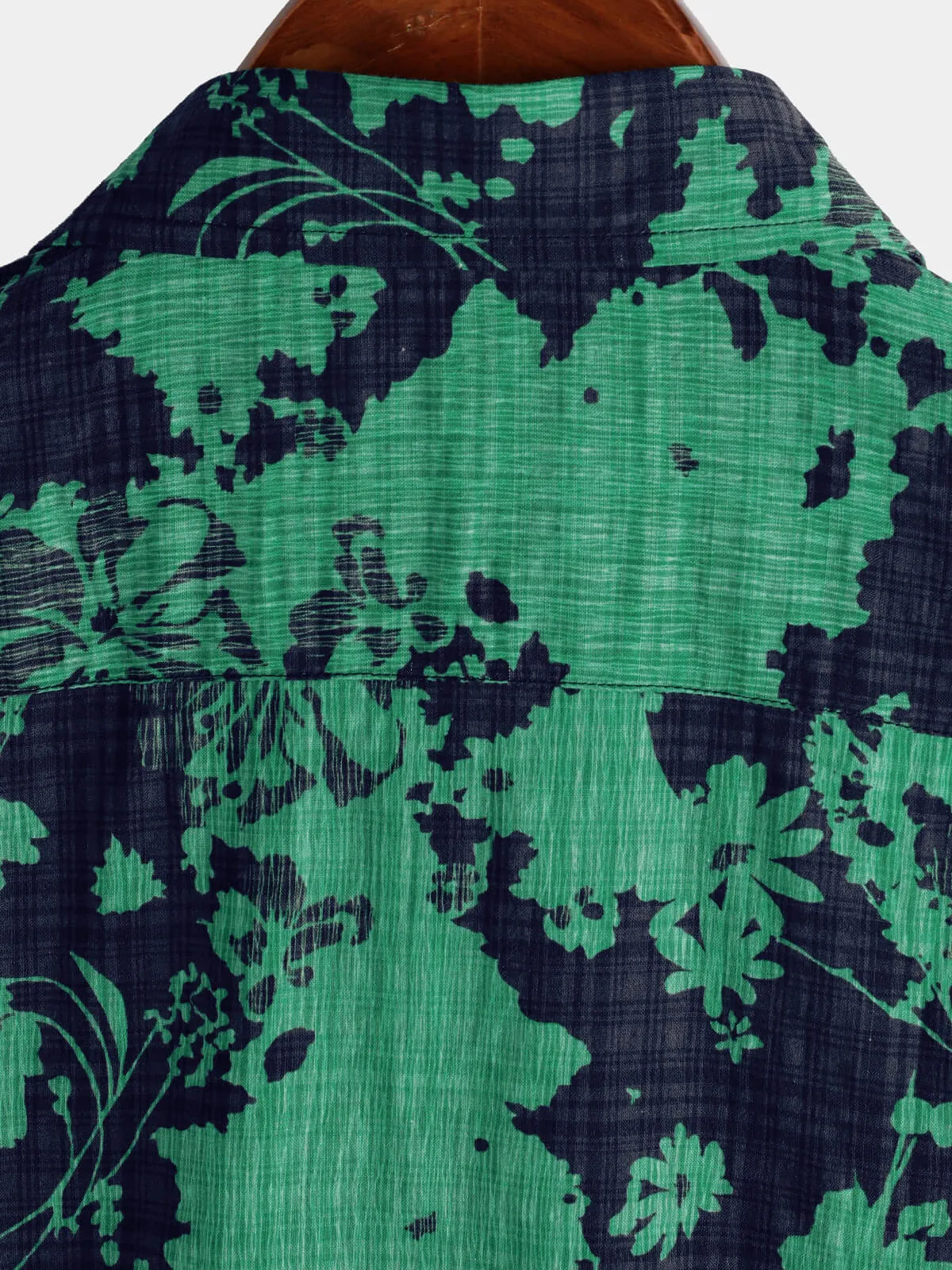 Men's Vintage Green Floral Casual Short Sleeve Shirt
