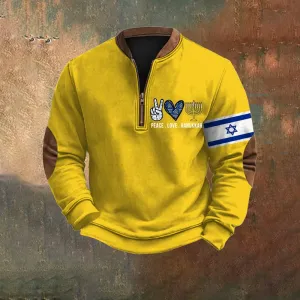 Men's Vintage Hanukkah Zip Collar Sweatshirt
