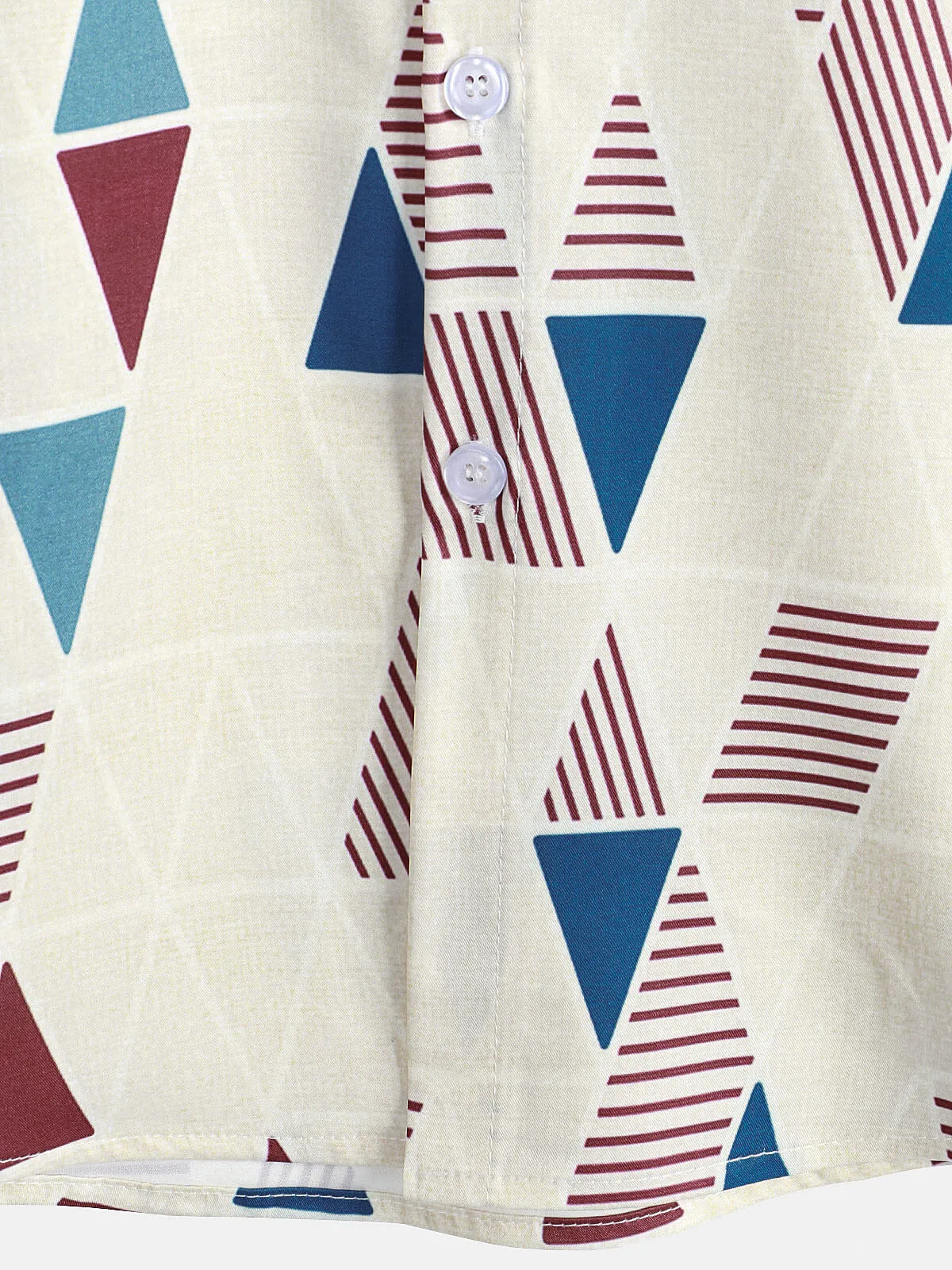 Men's Vintage Short Sleeve Art Geometric Print Casual Button Up Shirt