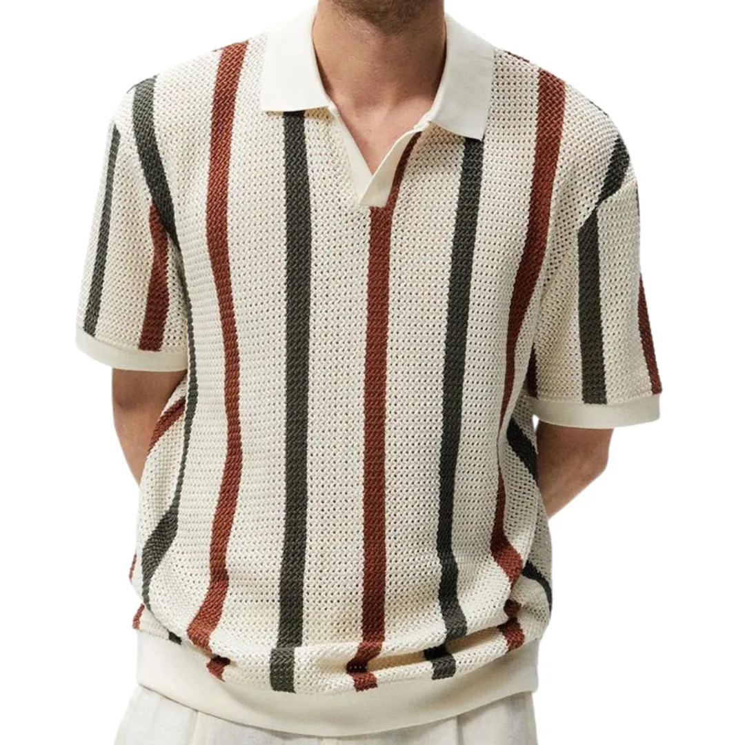 Men's Vintage Striped Golf Polo Shirt for Summer – James
