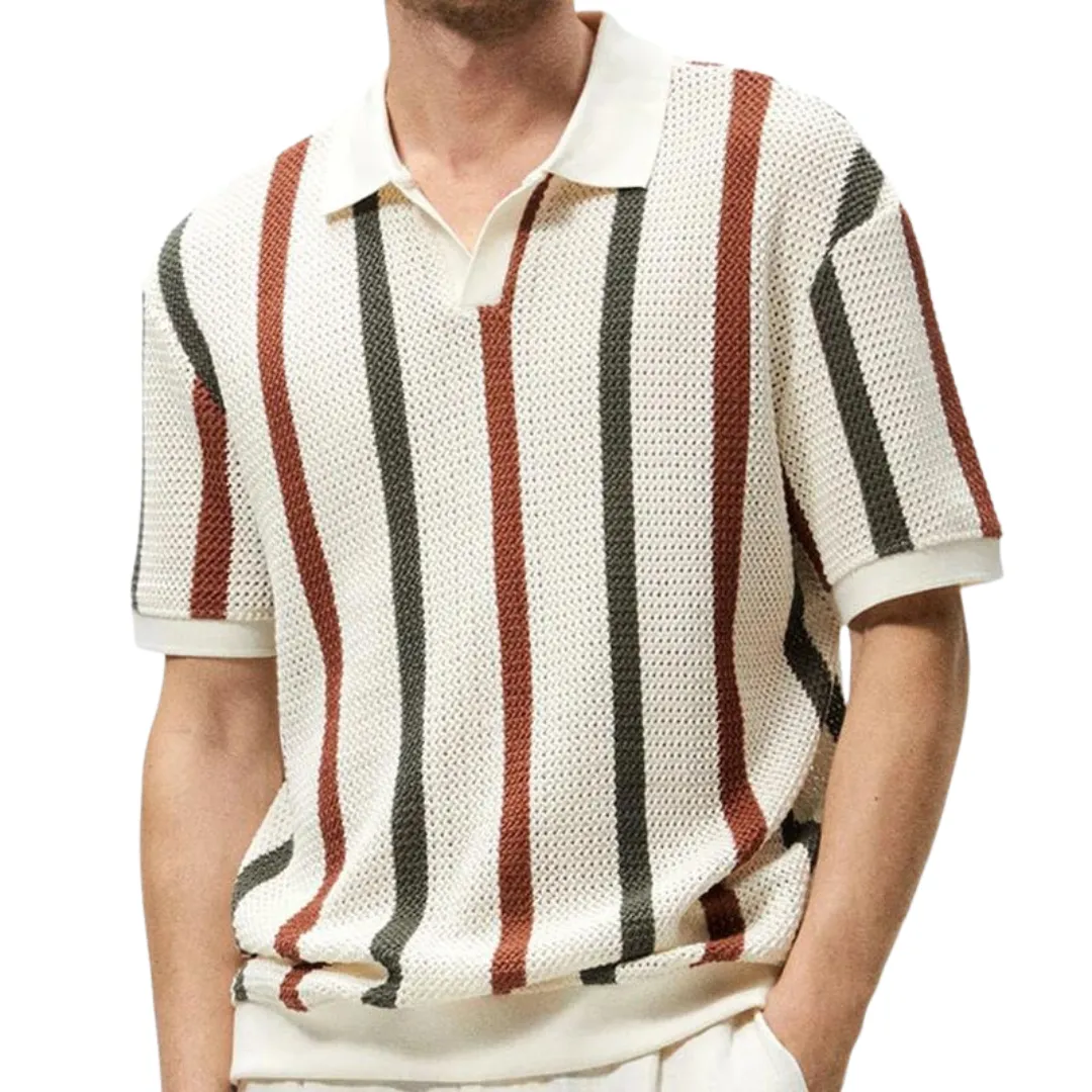 Men's Vintage Striped Golf Polo Shirt for Summer – James