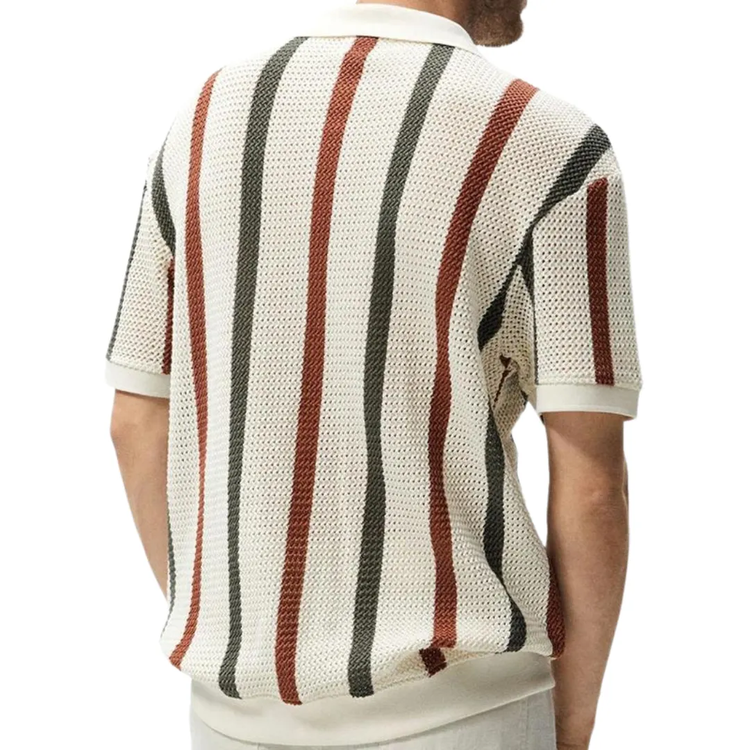 Men's Vintage Striped Golf Polo Shirt for Summer – James