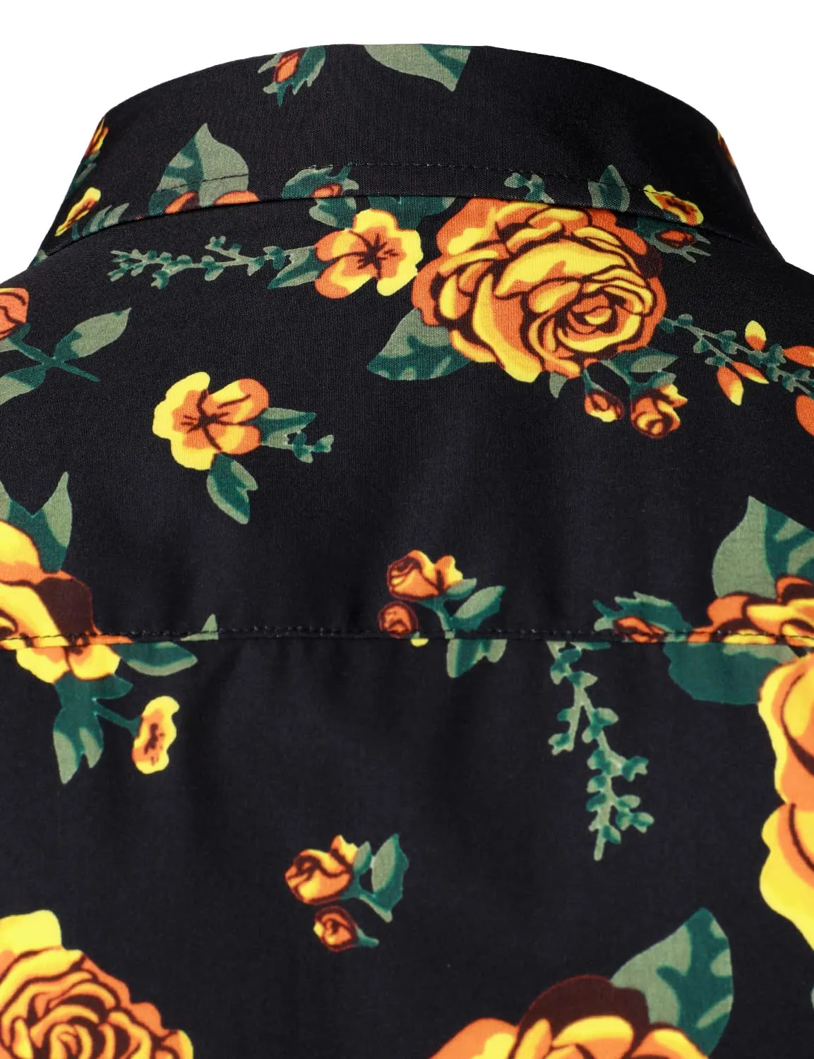 Men's Vintage Yellow Rose Casual Long Sleeve Button Up Shirt