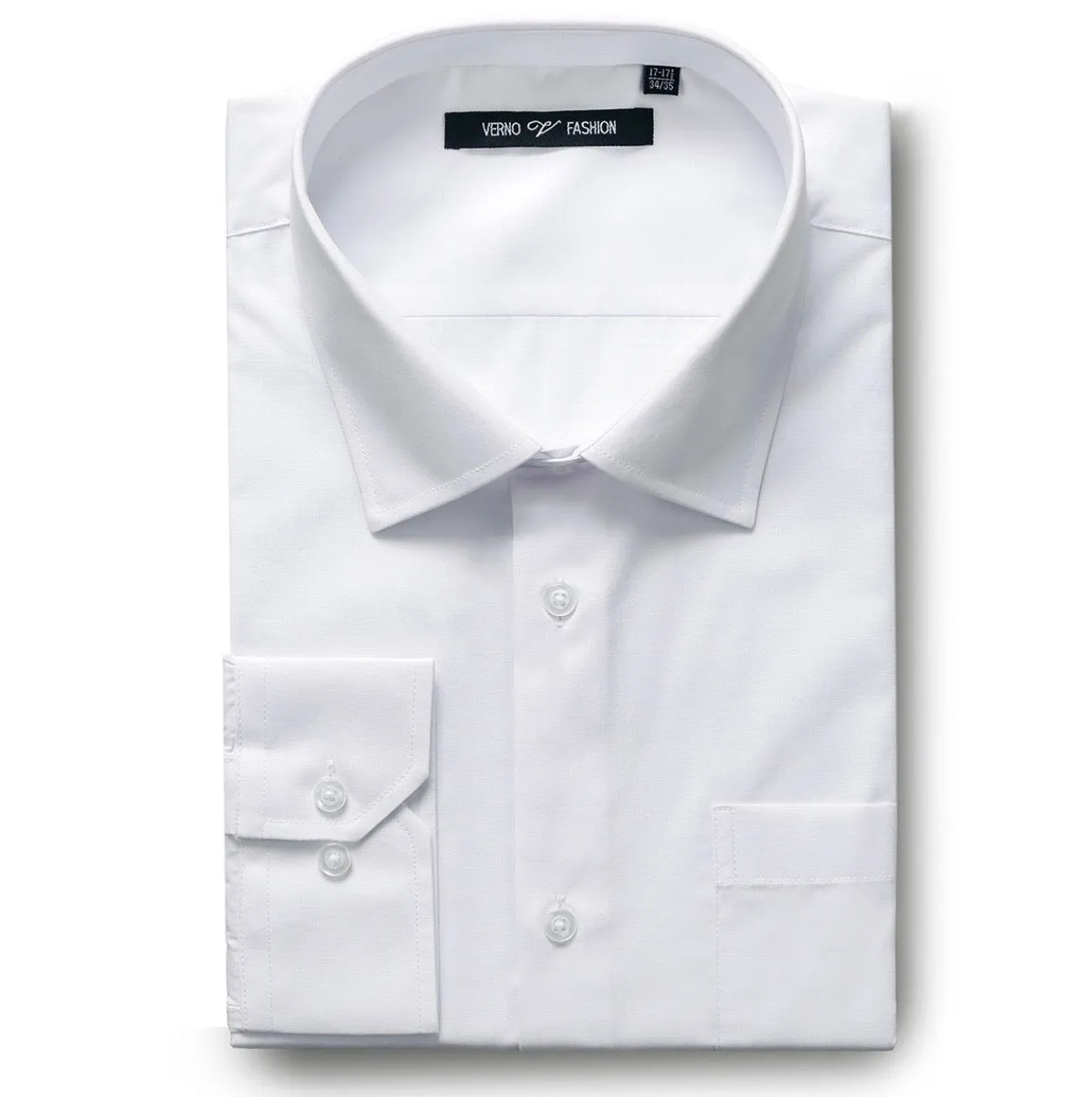 Men's White Dress Shirt Classic Fit Verno Fashion