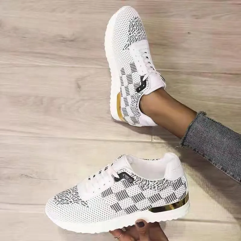 Mesh Sports Large Size Platform Single Round Toe Casual Mesh Shoes Women