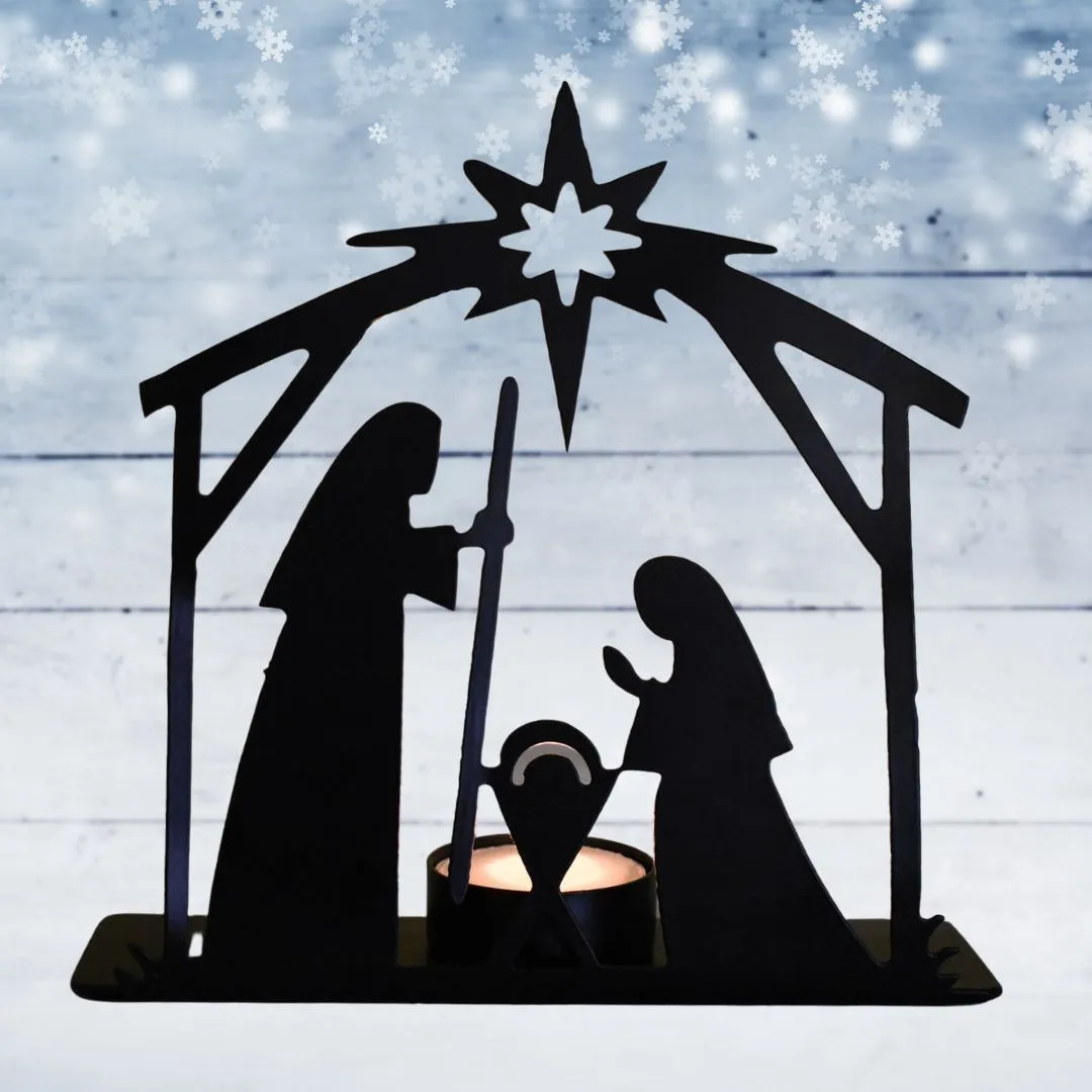 Metal Tealight Nativity Scene