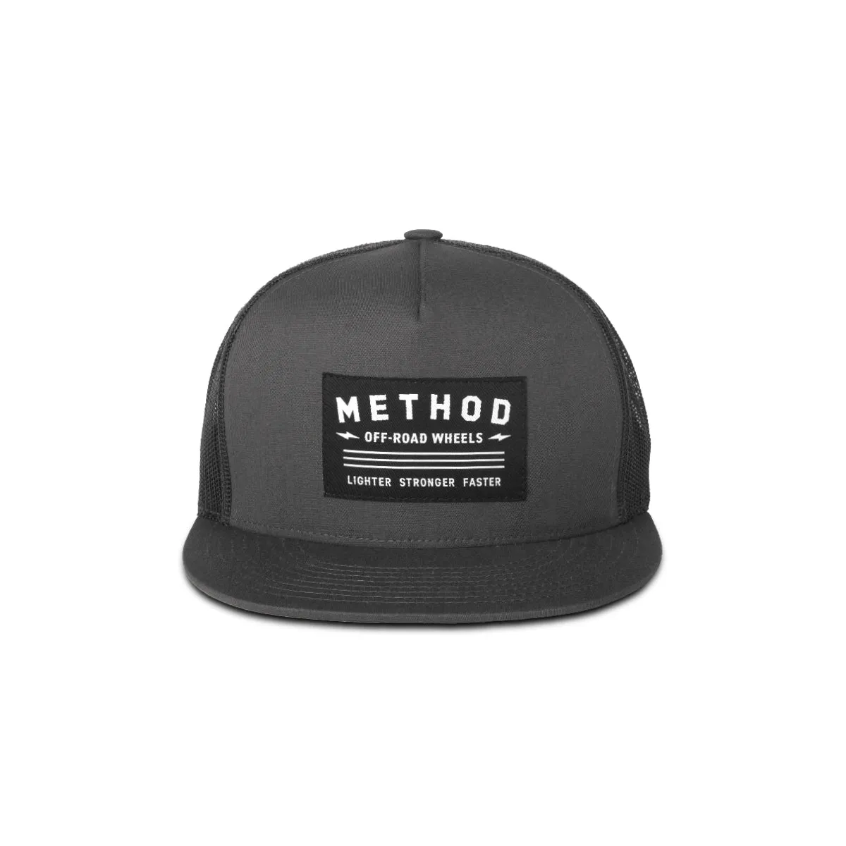 Method Bolted Flatbill Trucker Hat | Snapback | Charcoal