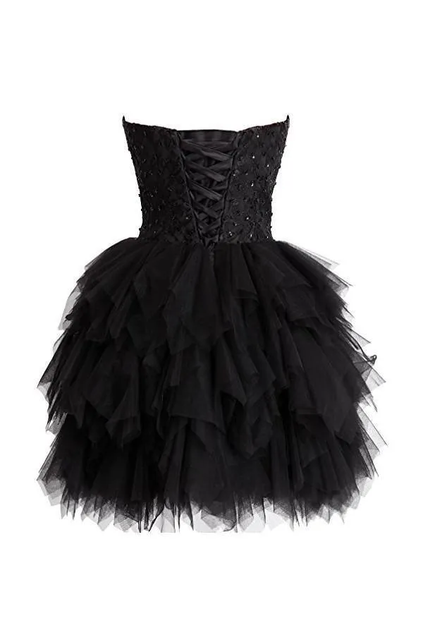 Mini Princess Strapless Homecoming Dresses Short Prom Dresses PG068