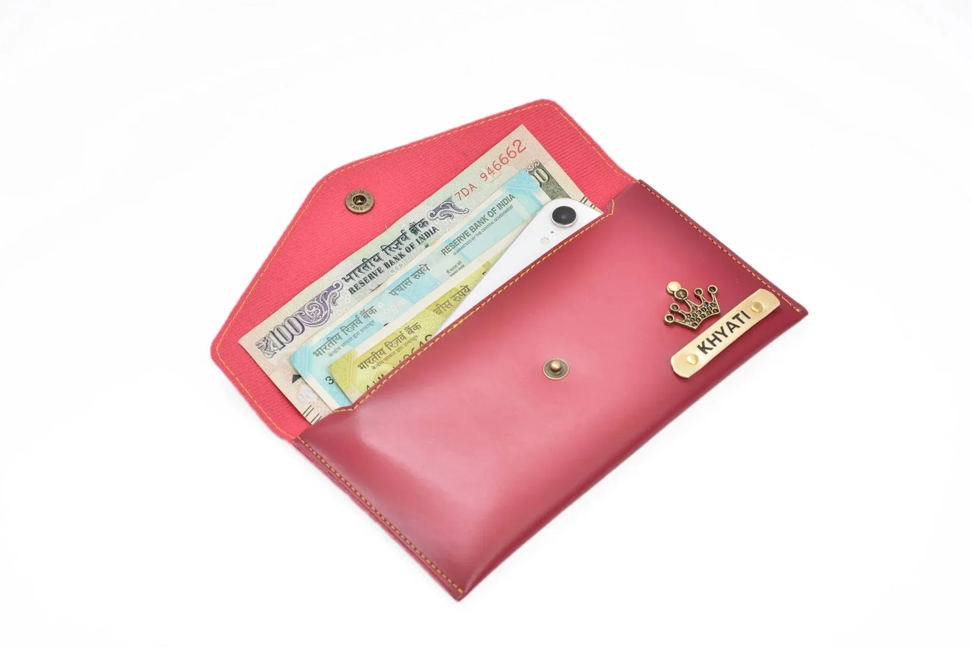 Minimal clutch & Men's Wallet & Personalised Couple Rainbow Classic WaterBottle - Wine