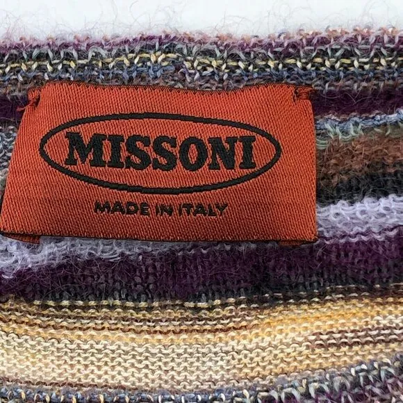 Missoni Womens Crewneck Sweater Long Sleeve Lightweight Mult-Color made in Italy