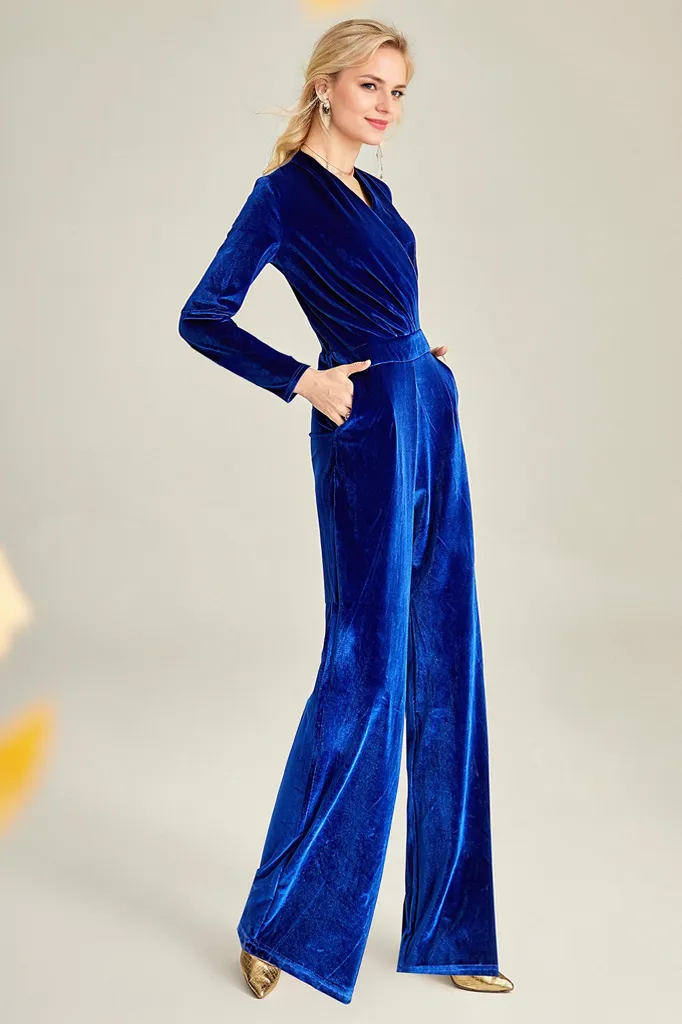 Modern Designer 3/4 Long Sleeve V-Neck Bodysuit Jumpsuit
