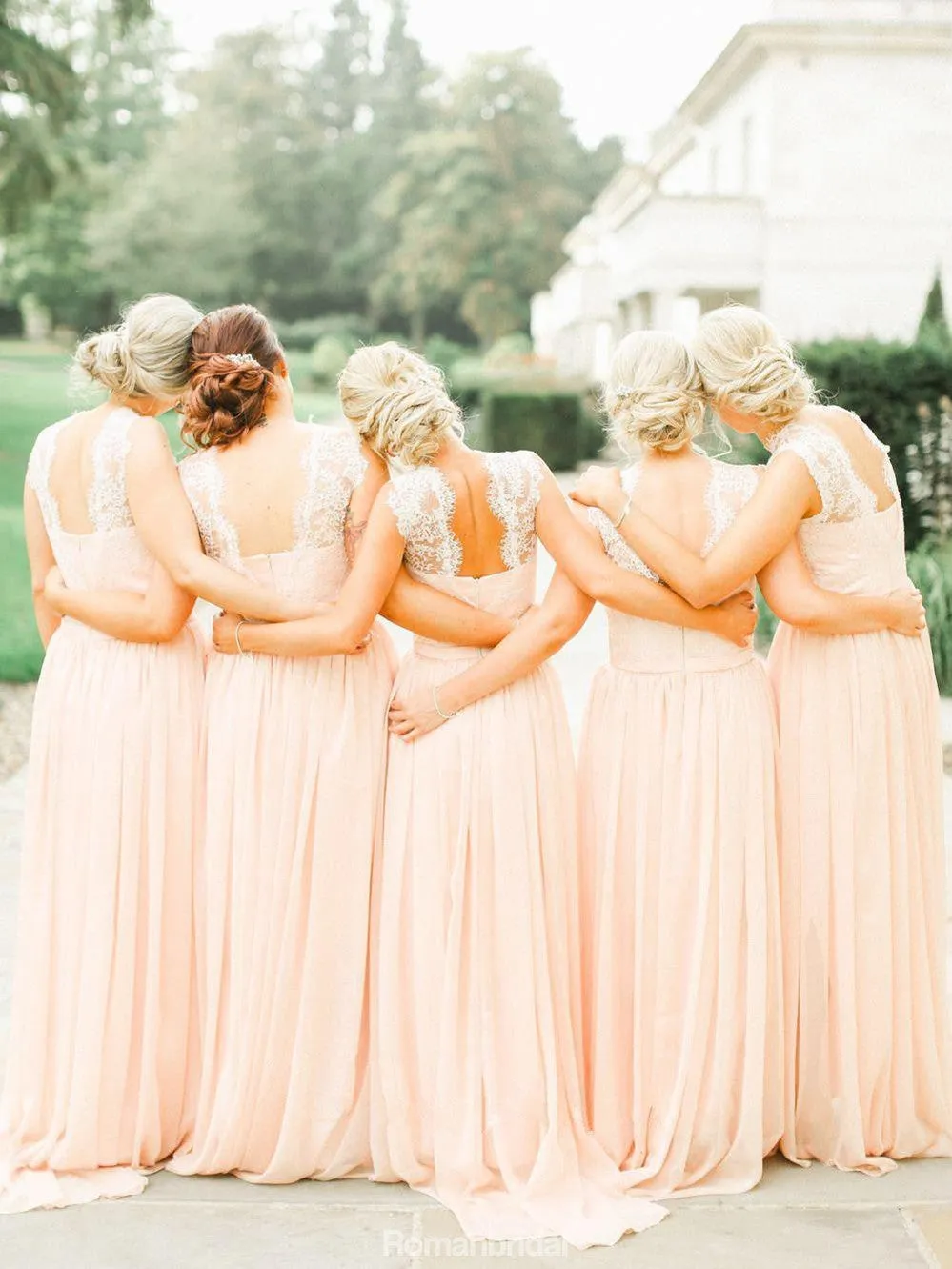 Modern Floor-length sleeveless Chiffon Lace cheap pretty popular Bridesmaid Dresses, BD0444