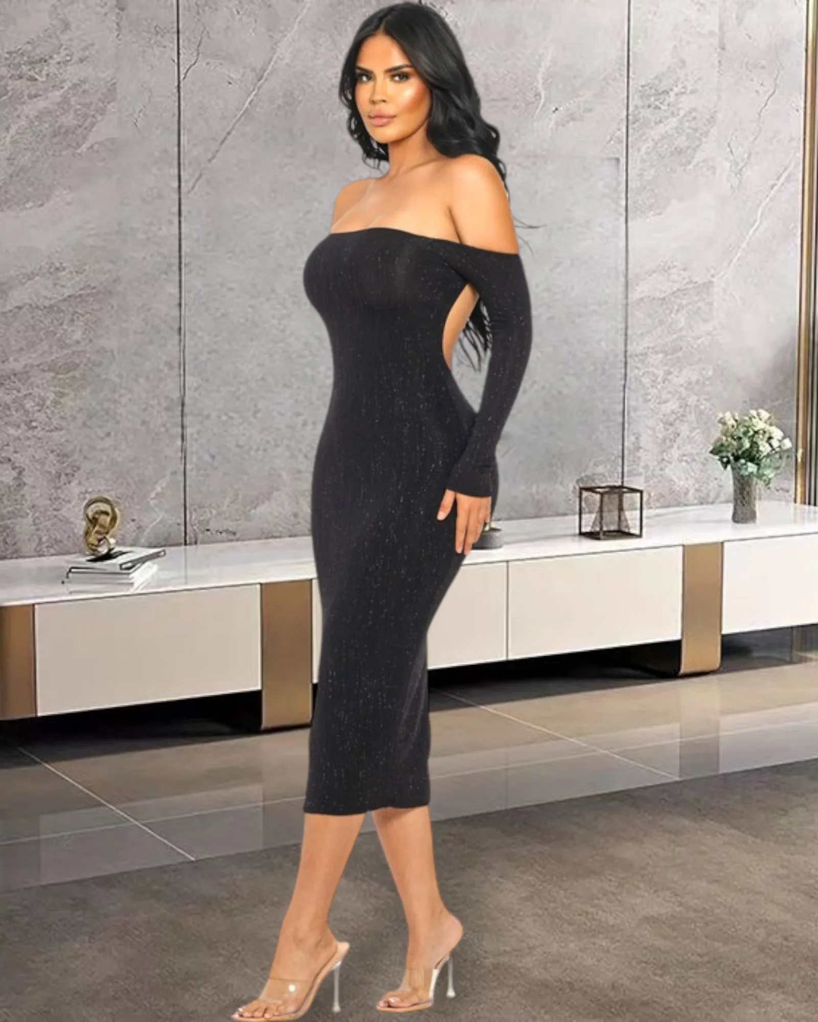 Modern Muse Midi Dress Black