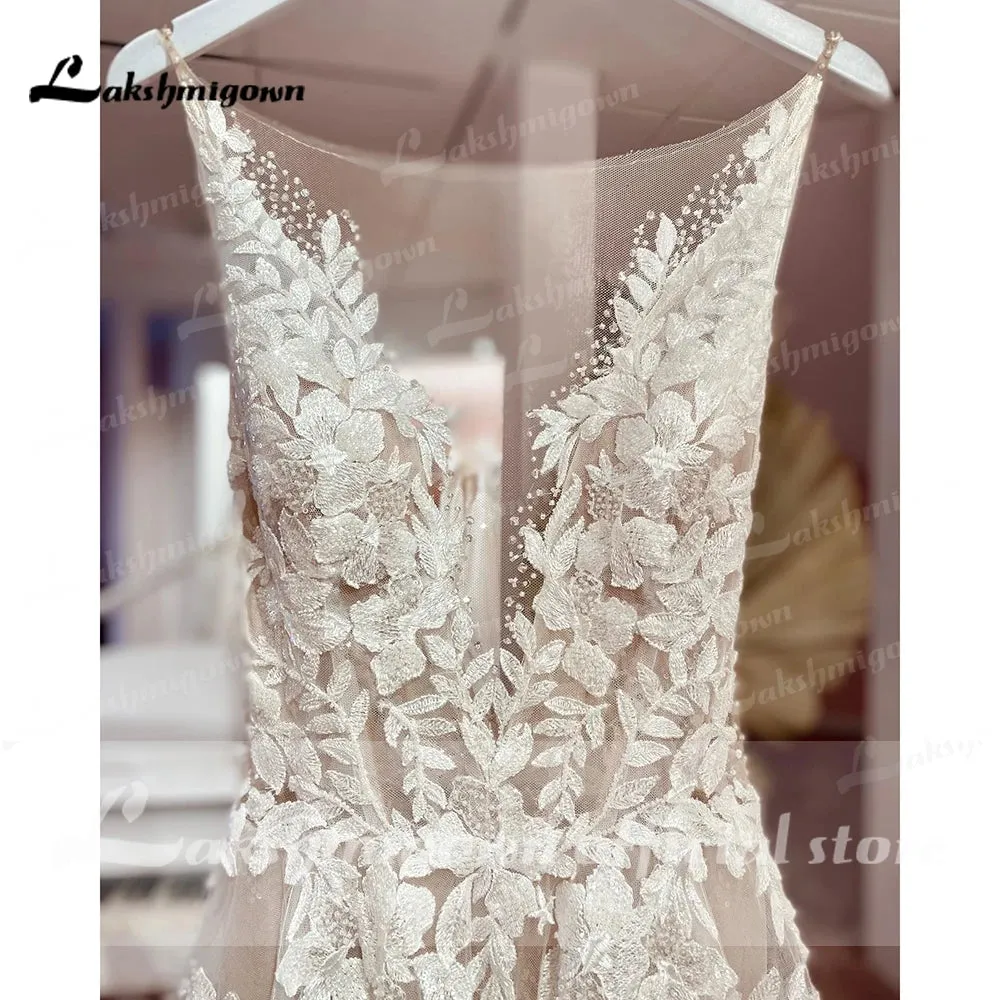 Modern New V-Neck Tulle Wedding Dress A-Line Backless Sleeveless Bridal Gown For Women Vestido De Novia Lakshmigown