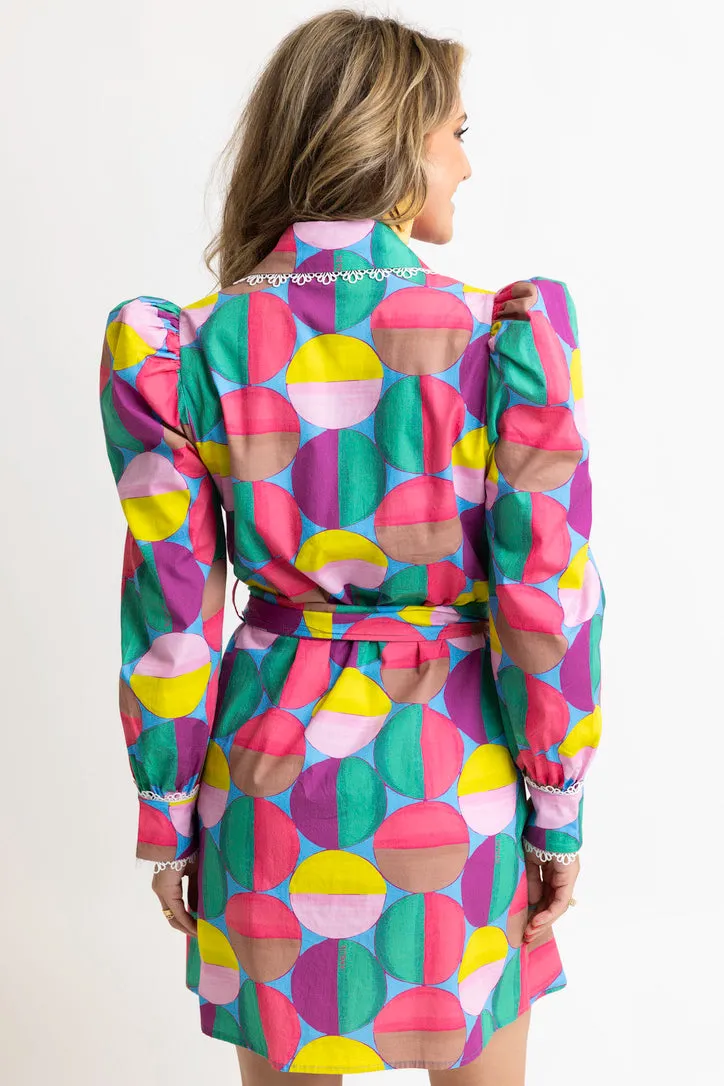 Modern Pop Shirt Dress With Tie