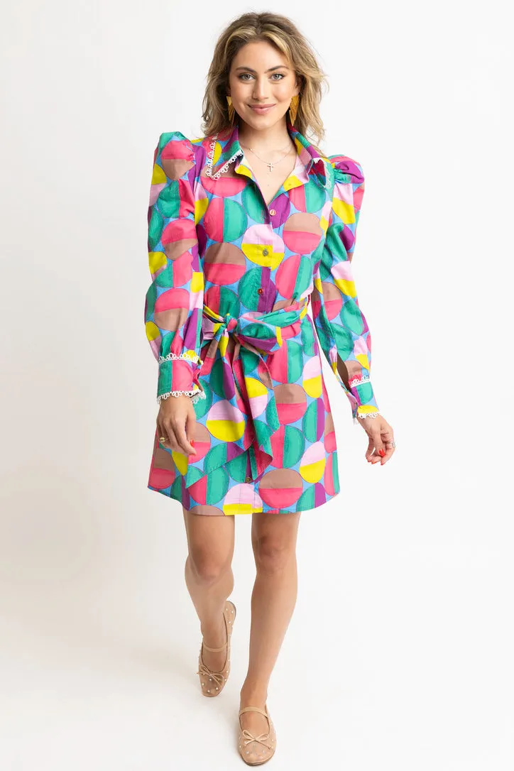 Modern Pop Shirt Dress With Tie