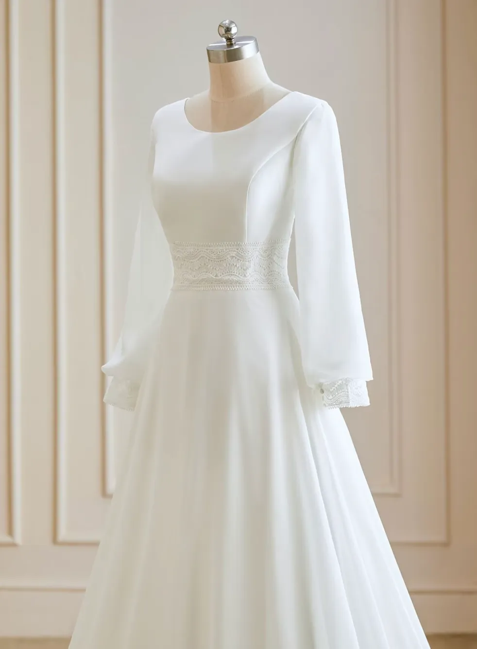 Modest Long Sleeve Boho Wedding Dress