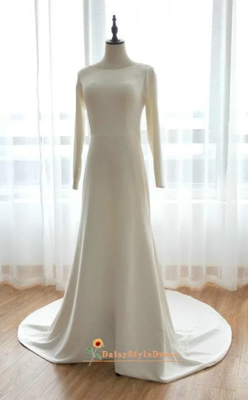 Modest Long Sleeve Fitted Wedding Dress