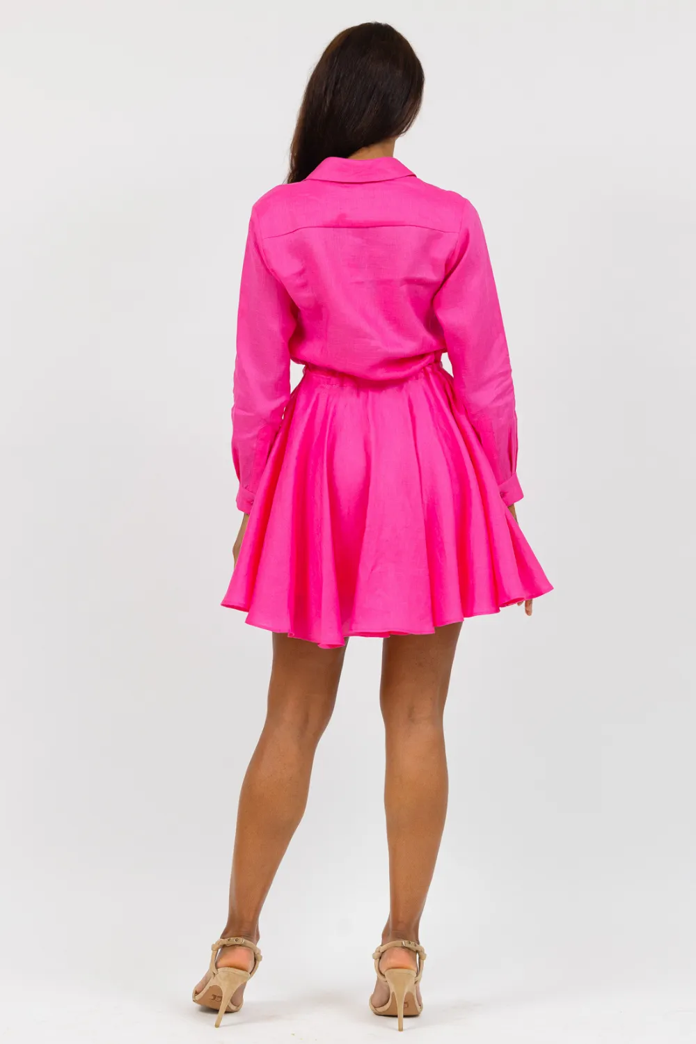 Monaco Linen Dress - Fuchsia