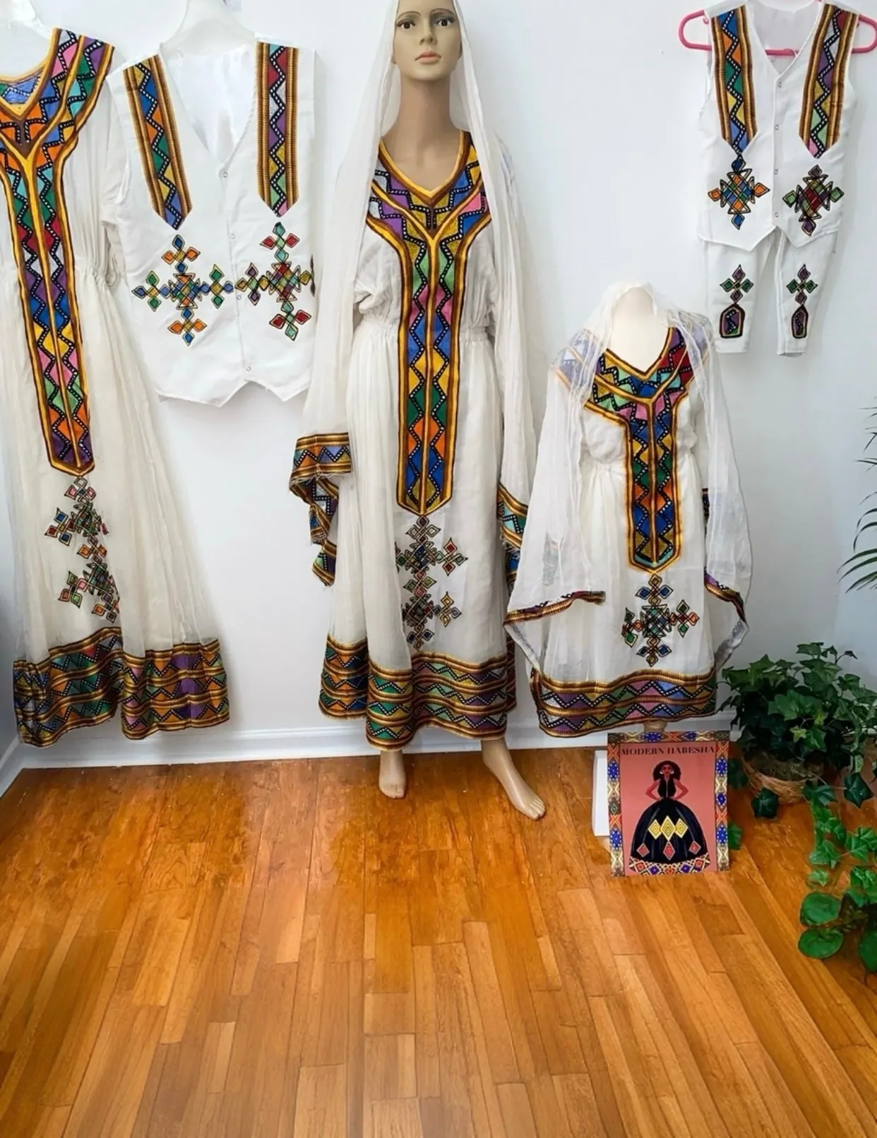 Multi-Colored Ethiopian Dress, Family Matching Set Zuria Habesha Kemis Perfect for Habesha Wedding and special Events