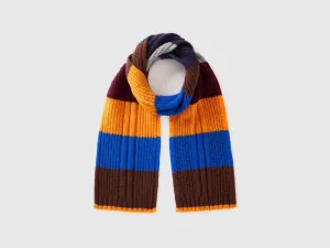 Multi-Colour Striped Check Scarf