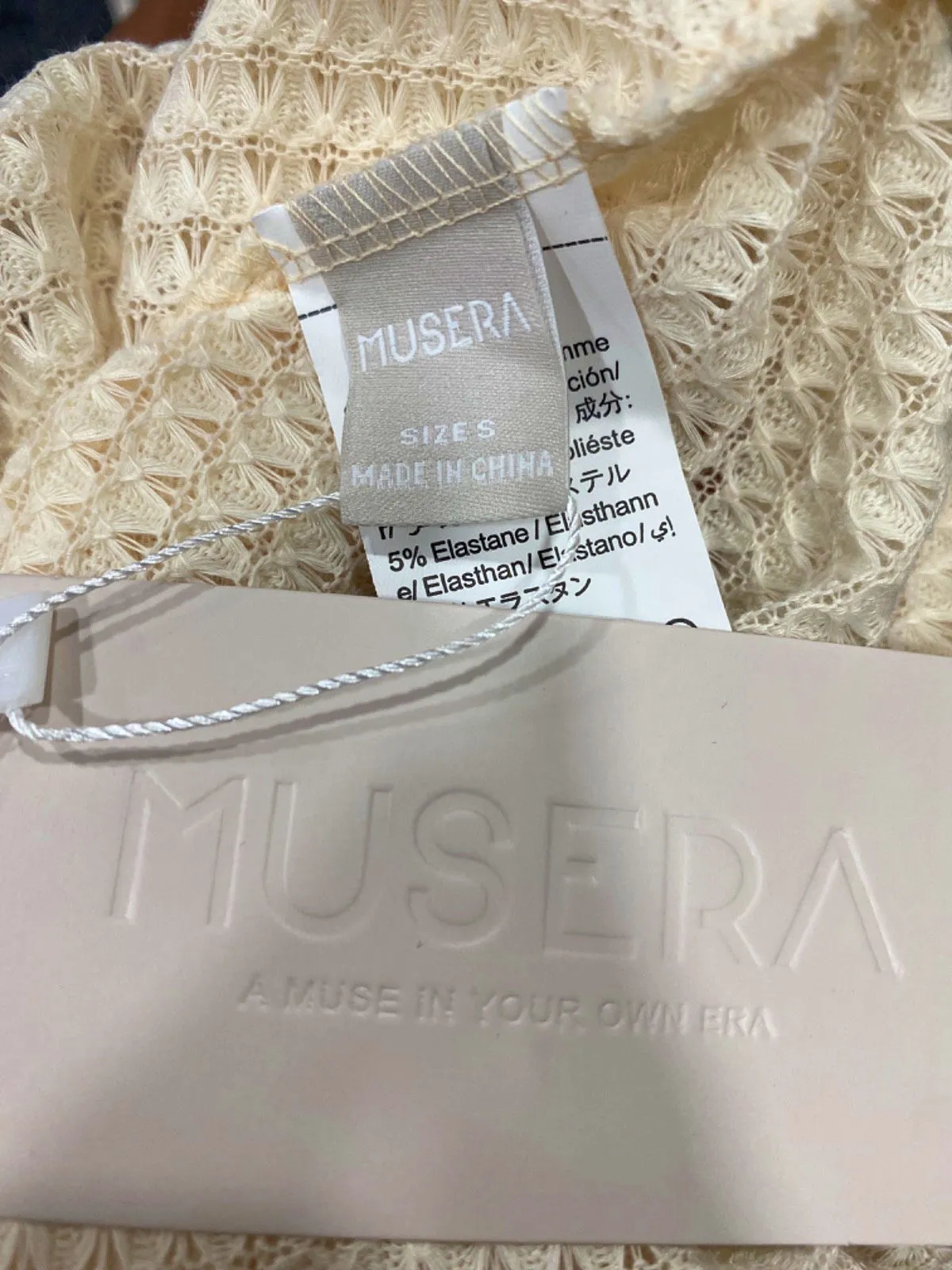 Musera Cream Long Sleeve Knit Dress UK S