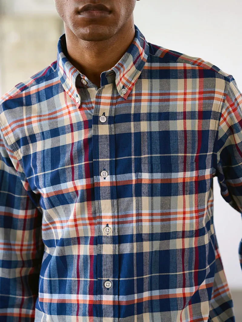 N°5 Classic Button Down Collar Long Sleeve Shirt Navy/Grey