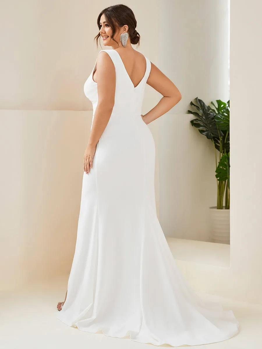 Nadine modern wedding dress with split and train in Ivory