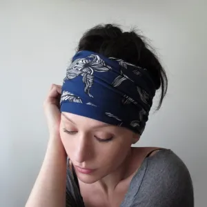 NAVY FLORAL FILIGREE Head Scarf
