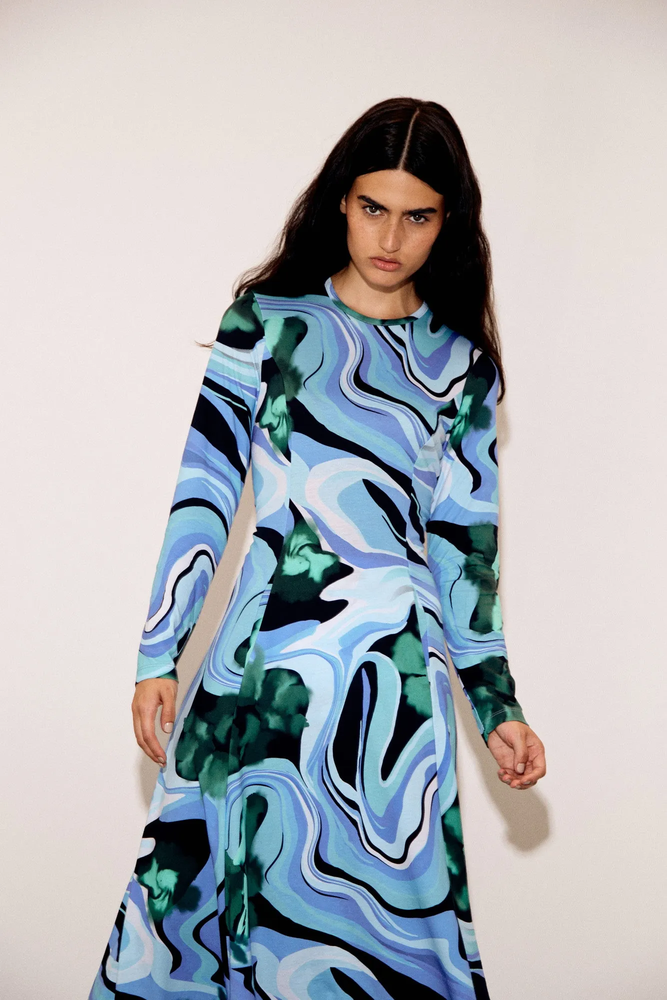 Nono Dress in Marmol Verde Print