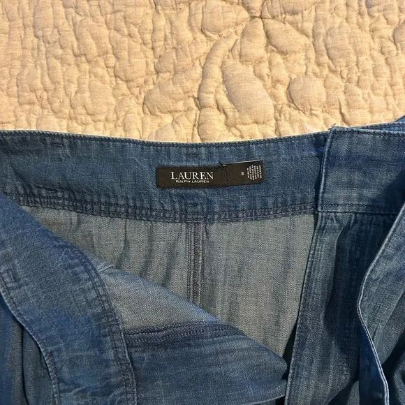 NWT Lauren Ralph Lauren Blue Denim Midi Skirt