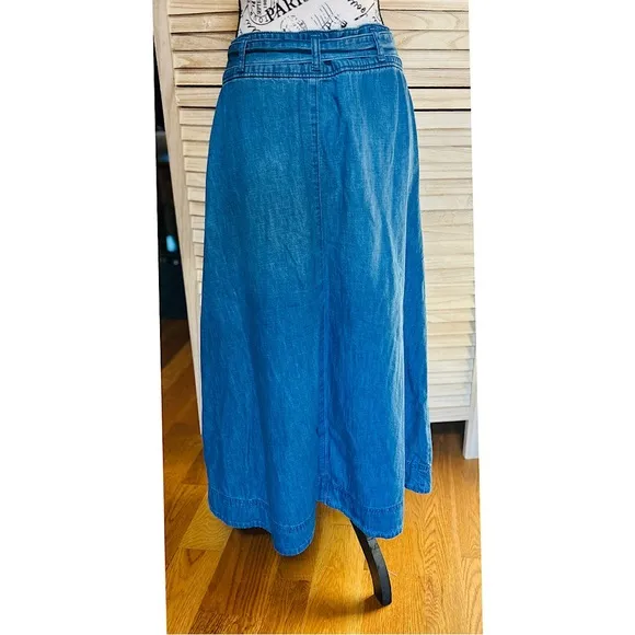 NWT Lauren Ralph Lauren Blue Denim Midi Skirt
