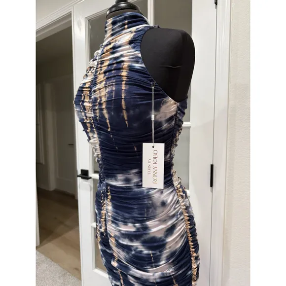 NWT Ronny Kobo Kit Dress Indigo Combo Size S