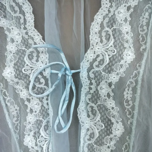NWT Vintage de Notte Light Blue Negligee/Peignoir Lingerie Sleep Top