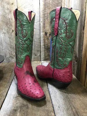 Olive  & Burgundy  Ostrich Tres Outlaws Men's Classic  Boot 3936*