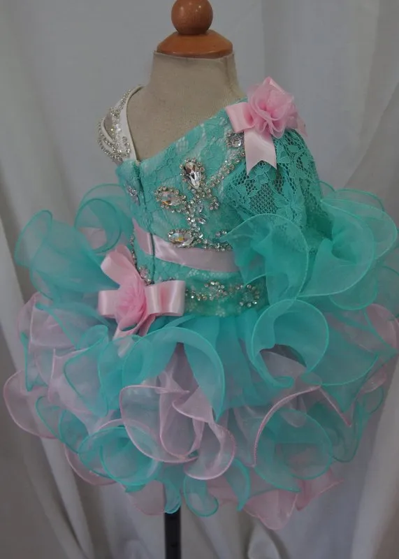 One Sleeve Little Girl/Baby Miss/Child/Toddler Cupcake Pageant Dress